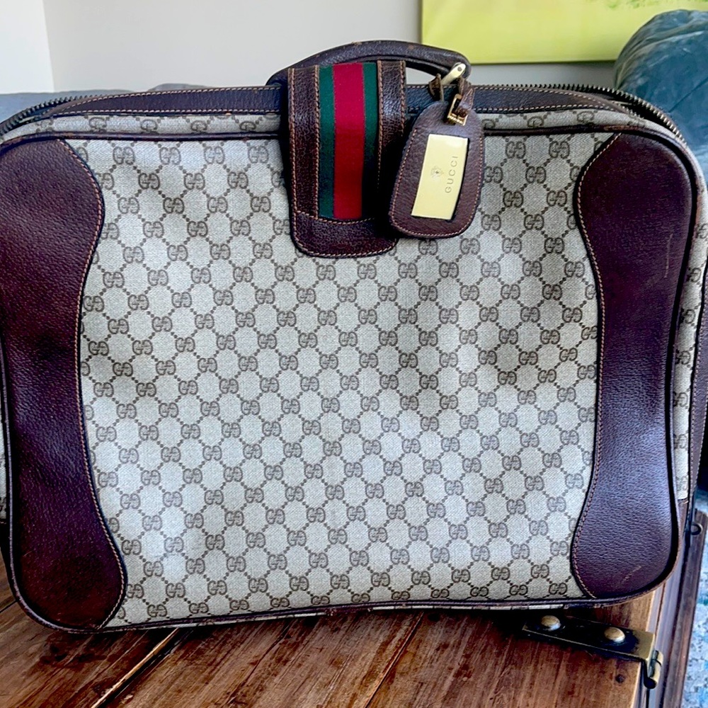 SOLD!! Authentic vintage Gucci suitcase with luggage tag